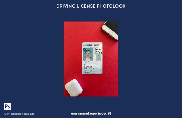Patente di guida USA Washigton stile verificato secondo il modello FRONTALE phot